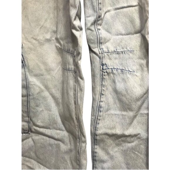 Light Blue Grunge Baggy Multi Pocket Oversize Hardware Carpenter Jeans Sz 15/32W - Picture 11 of 16